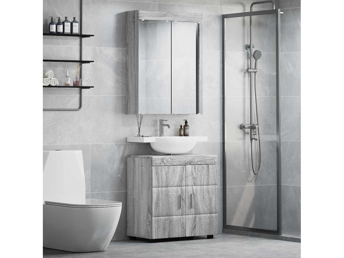 Vidaxl Conjunto De Móveis Para Banheiro Tulum 2 Unid. Cinza Sonoma