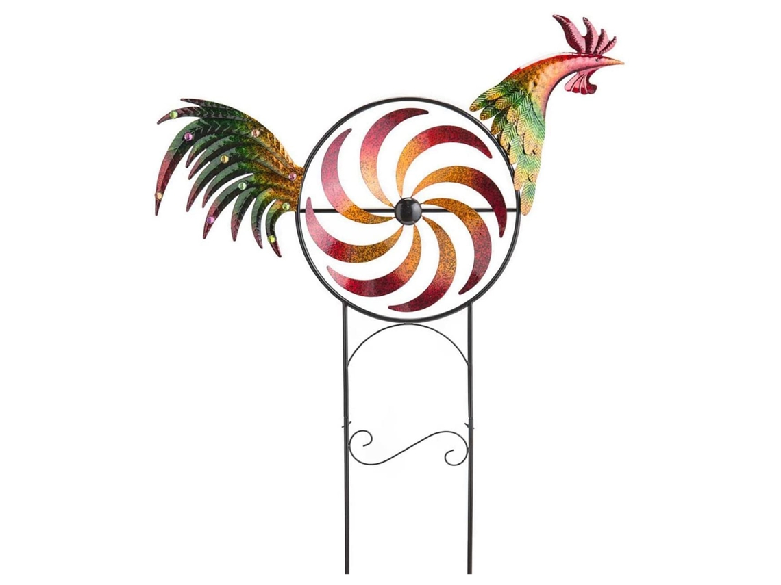 Roda Giratória Decorativa De Ferro Galo 37x73cm