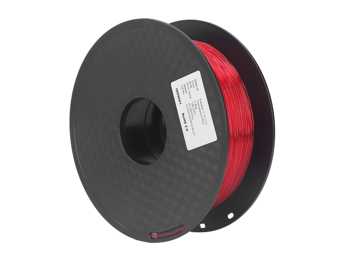 Hilo Tpu 1.75mm 1kg Flexible Sem Atascos Pacote Para Impressora 3d Fdm Consumíveis Vermelho Transparente