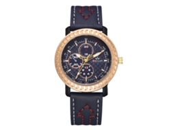 Relógio Analógico de Quartzo Masculino Pulseira de Couro Pu Clássico Casual Azul