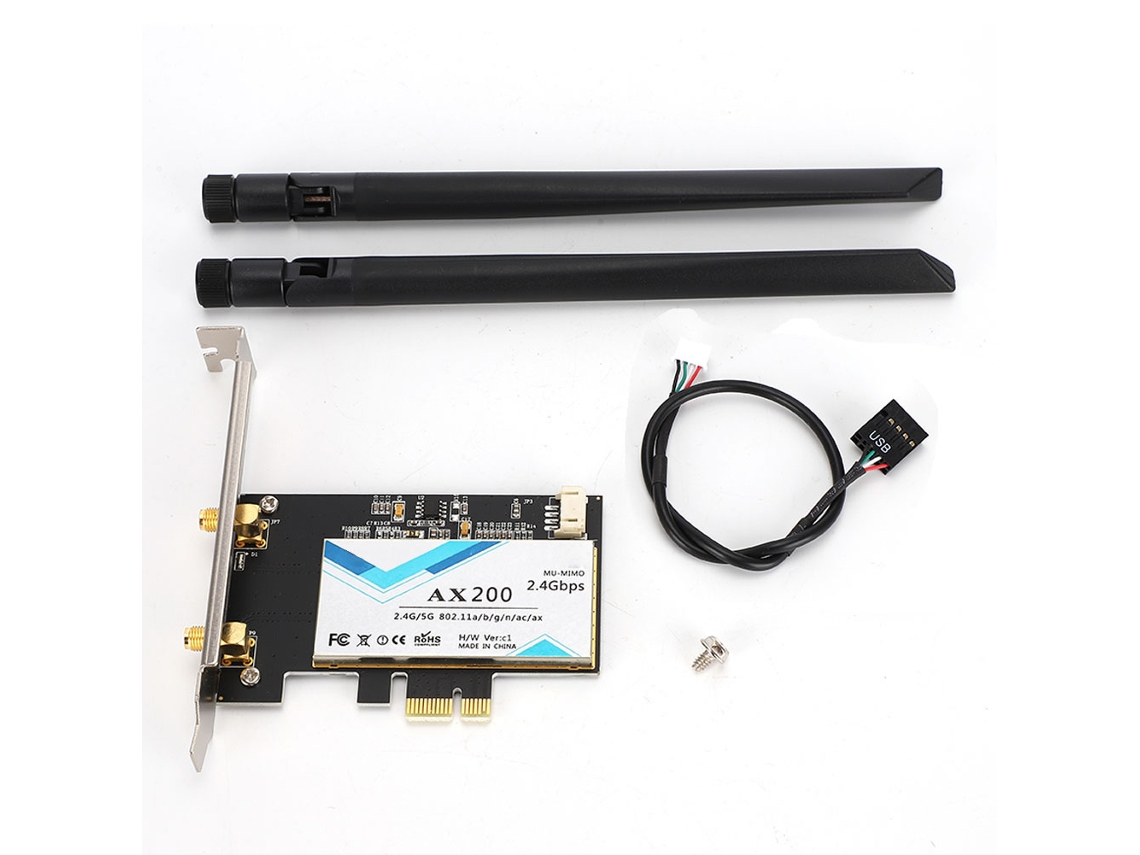 Placa De Rede Pci E De 2400 Mbps Para Desktop, Compatível Com Intel Ax200 802.11ax Wifi 6 E Bluetooth 5.0, Com Defletor Baixo. Aquaforge