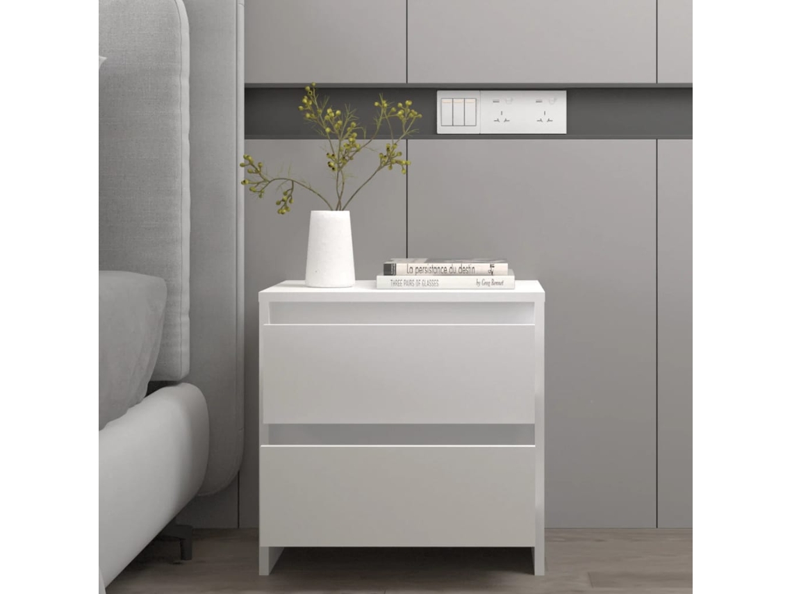 Mesa De Cabeceira | Criado Mudo | Armário De Cabeceira 45x34,5x44,5 Cm Aglomerado Branco Wsd478195 Lovely Home