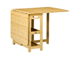 Mesa Dobrável Bambu Com Prateleiras E Rodas 149cm