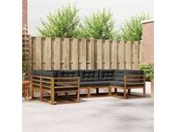 Vidaxl Conjunto De Sofás Para Exterior 6 Unid. Natural E Antracite