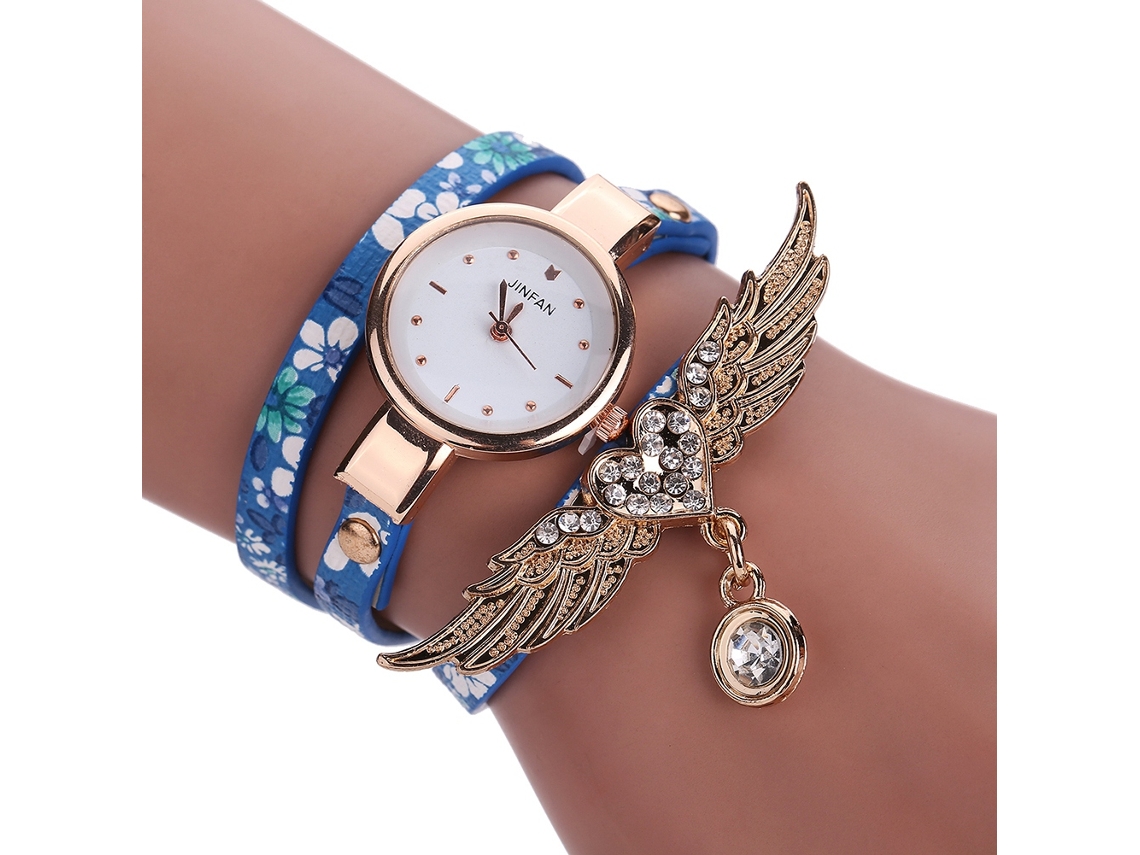 Relógio de Pulso Feminino com Strass e Pulseira de Múltiplas Camadas Asa (4)