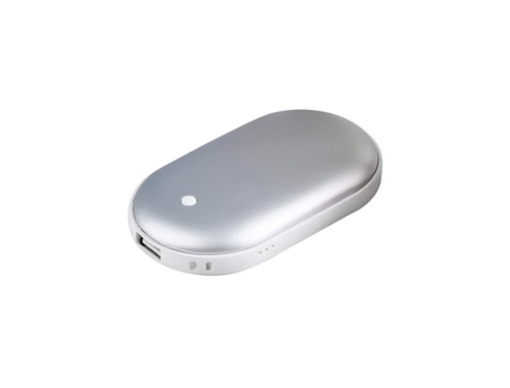 Aquecedor de mãos elétrico portátil 4000mAh - PIXNOR - Pedra dupla face - Branco prateado PIXNOR