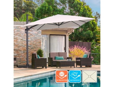 Guarda Sol De Jardim Descentrado 3x4m Giratório Ajustável Jungle Dark Elios Parasols