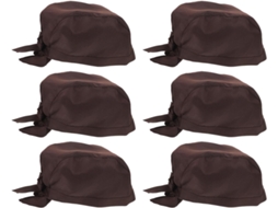 Conjunto De 6 Peças De Toucas De Cozinha Ajustáveis Em Poliéster Estilo Pirata Japonês Para Homens E Cafés.