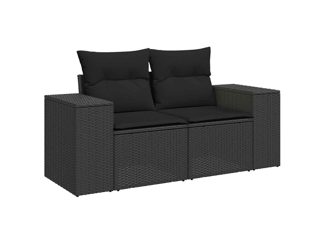Maison Exclusive - Sofá De Jardim Com Almofadas, 2 Lugares, Vime Sintético Preto