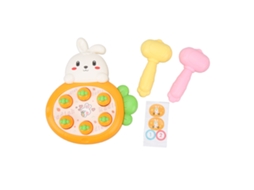 Mali jogo de Martelar Toupeira com Coelhos e Cenouras Estilo Cartunado Seguro para Crianças com 2 Martelos Brinquedo Educativo Laranja