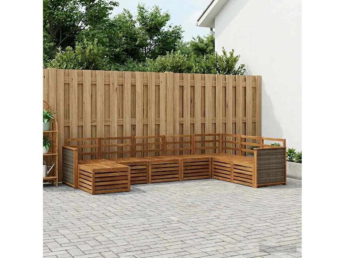 Vidaxl Conjunto De Sofás Para Exterior 6 Unid. Natural