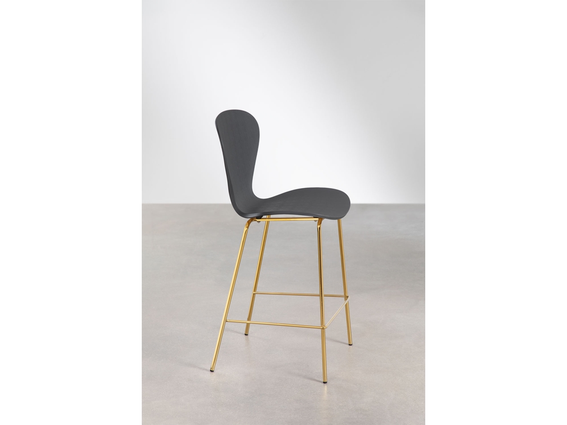 Pacote de 2 bancos altos Sklum em poliéster dourado, 65 cm