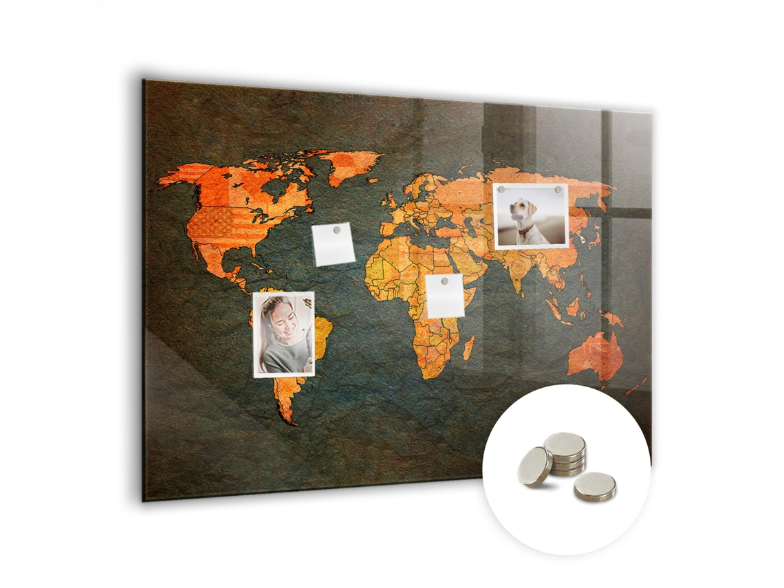 Quadro Magnético Mapa-múndi Para A Cozinha Espelharte (100x70 Cm)