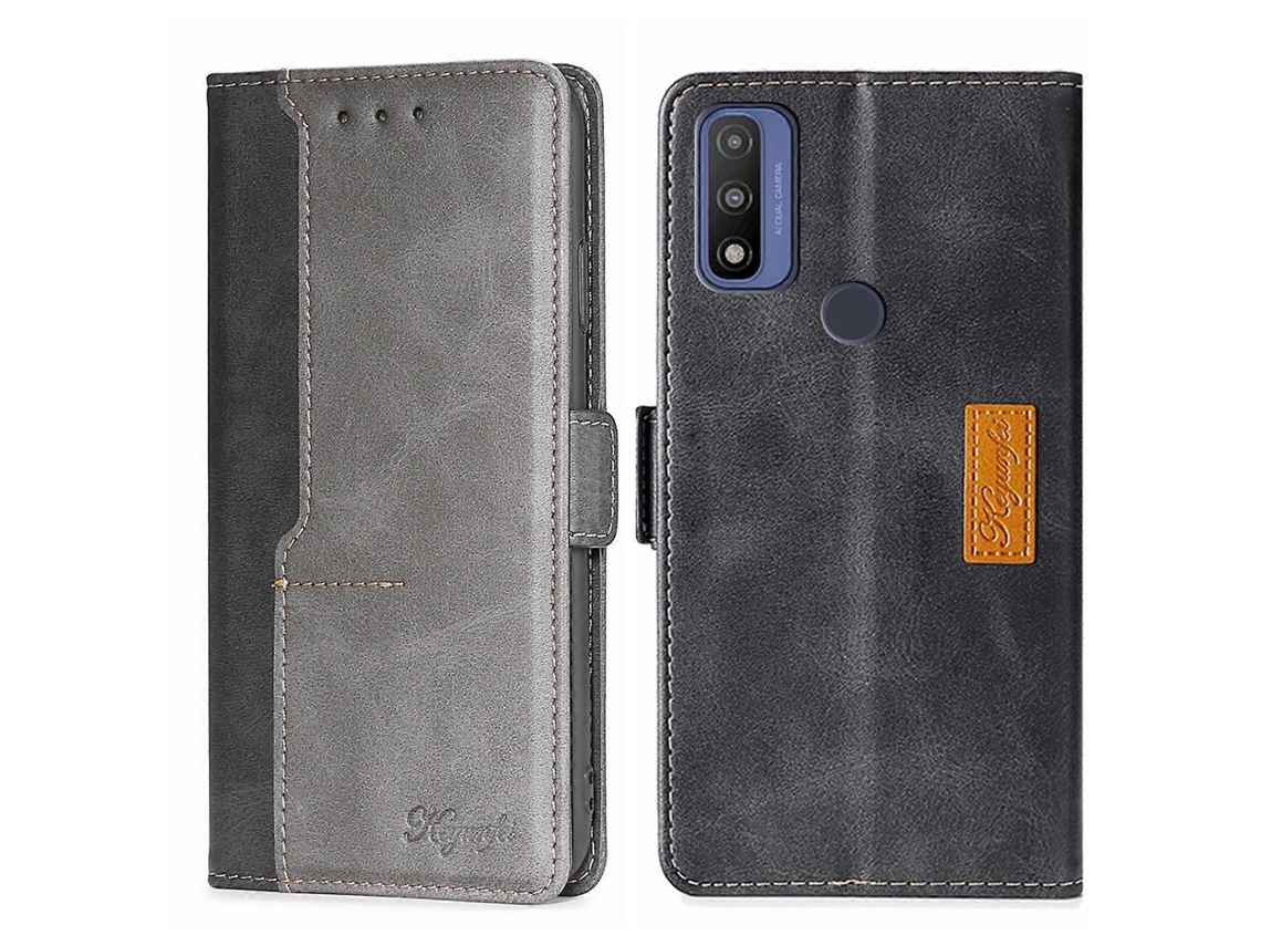 Capa De Couro Com Fivela Lateral Em Cores De Contraste Puro Para Motorola Moto G
