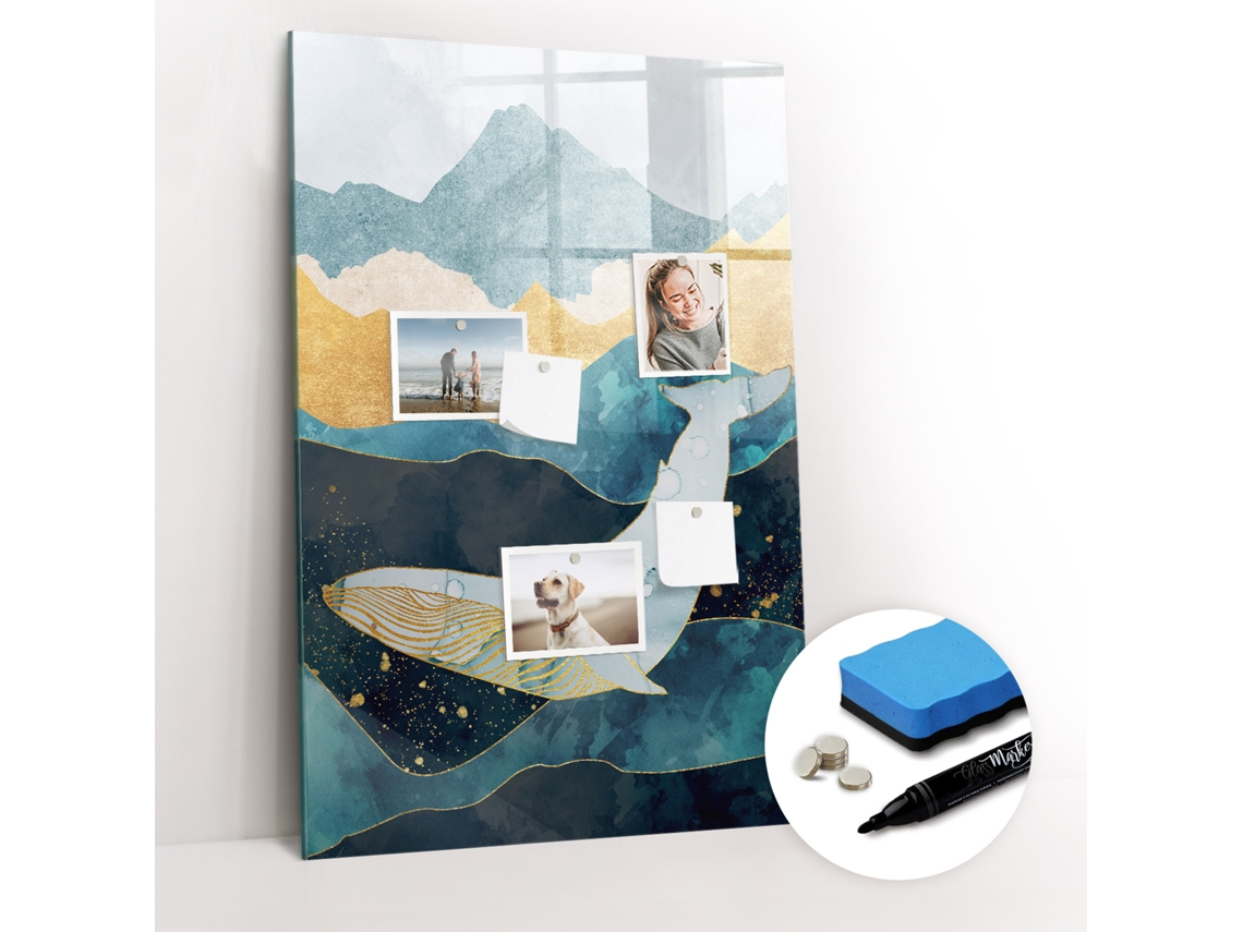 Quadro Magnético Decorativo Baleia De Mármore Para A Cozinha Espelharte (60x90 Cm)