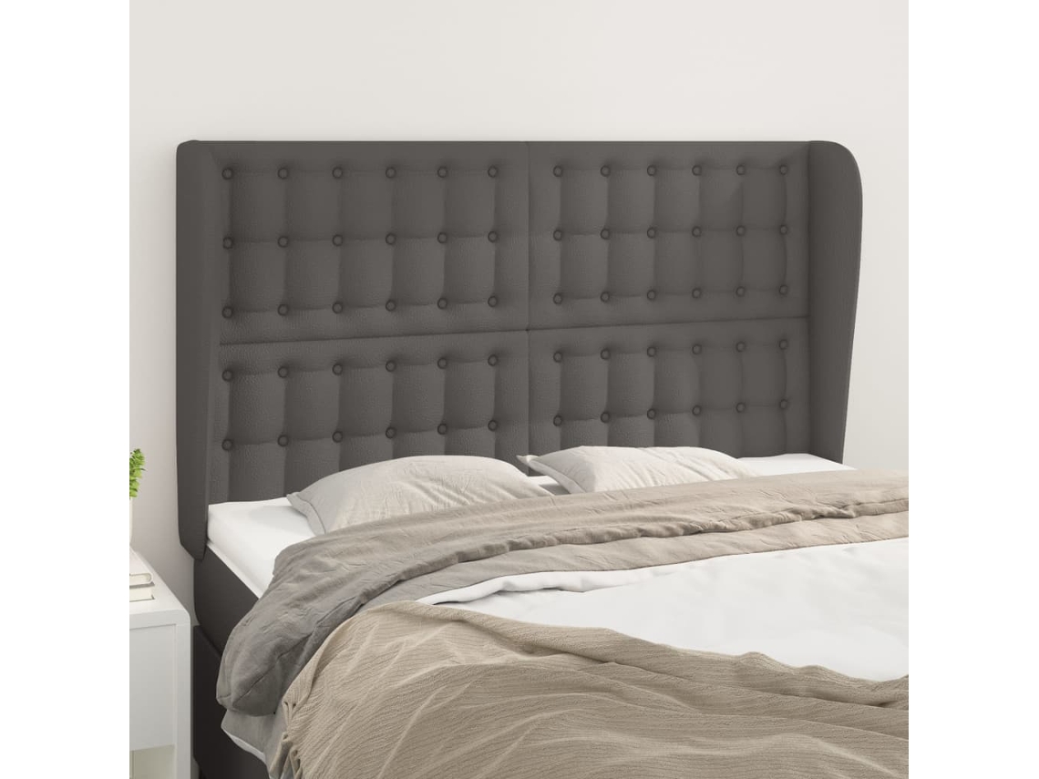 Cabecero con Alas de Polipiel 147x23x118/128 Cm Gris