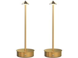Conjunto de 2 Luminárias de Mesa Led Recarregáveis com Controle Usb e Toque e Luz Dimmerável Ø10x30 Cm Ouro Ge