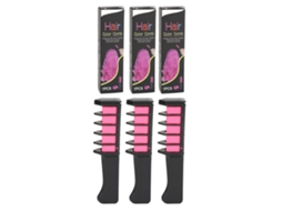 2026 3pcs Pente de Giz para Cabelo Cor Temporária Dye Suave para Cosplay Festa de Aniversário Natal Rosa