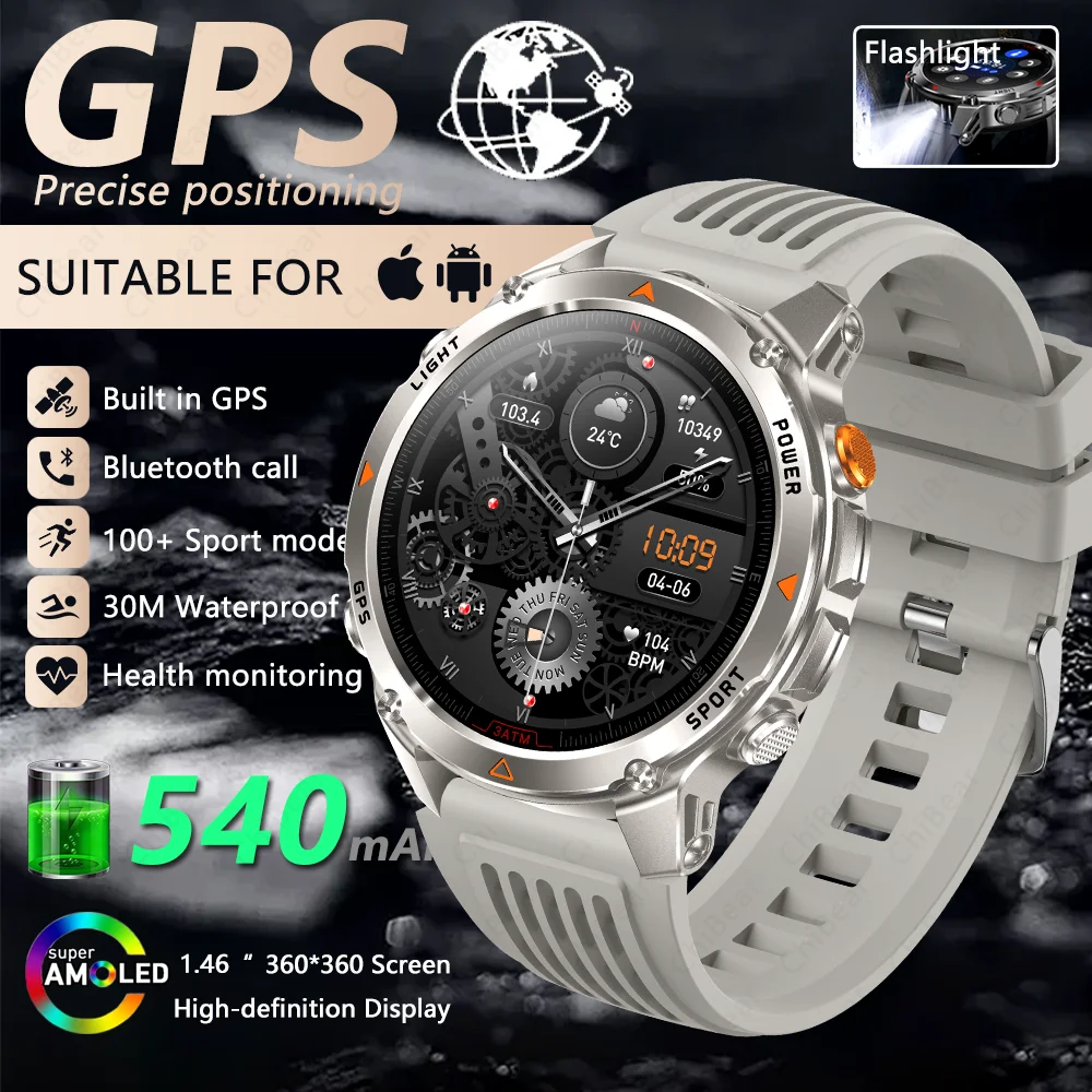 Relógio Inteligente Com Gps, Bússola E Mais De 100 Modos Esportivos (silicone Cinza).
