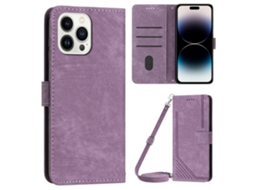 Capa Para Iphone 14 Pro Pele Sintética Roxo