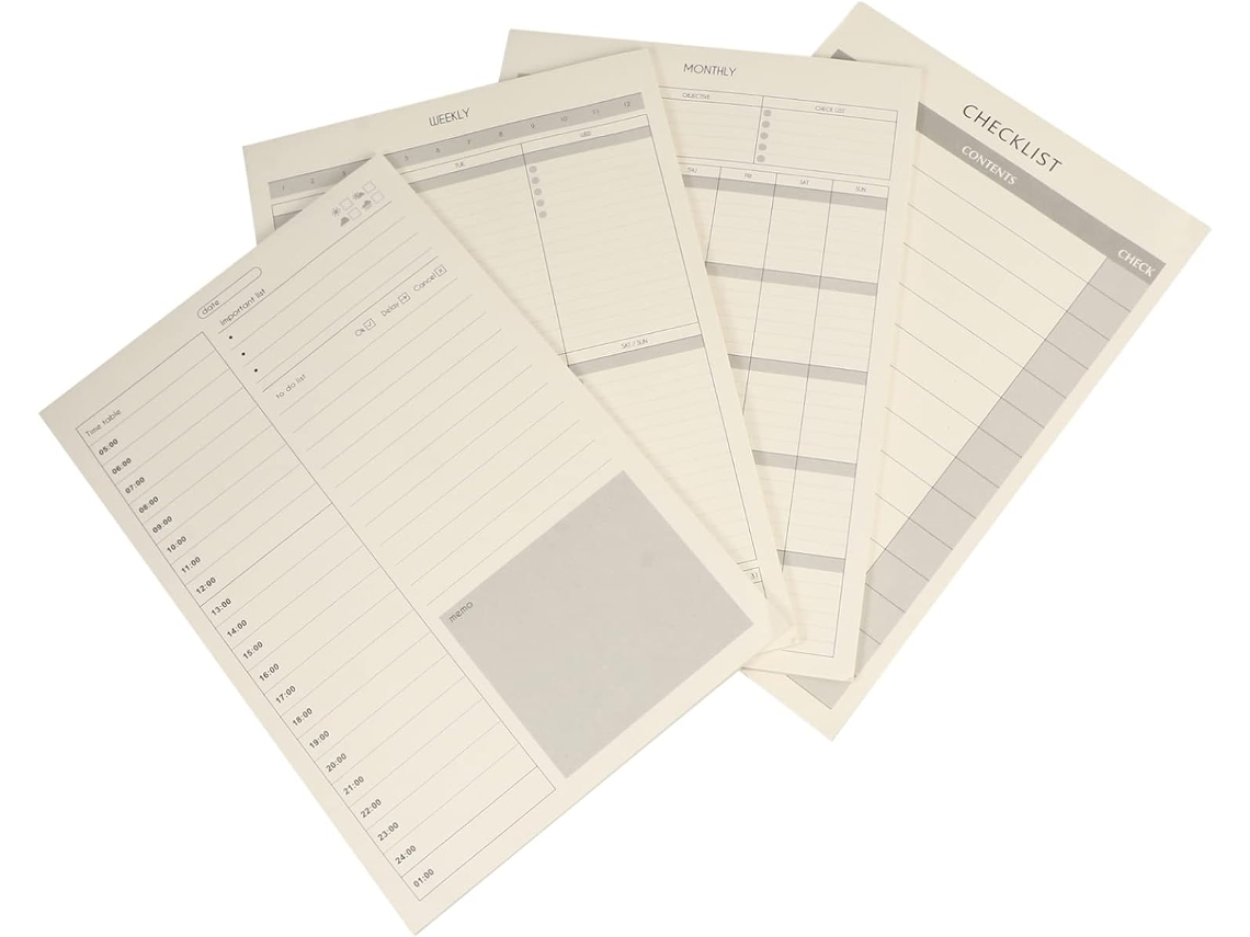 Conjunto Com 4 Itens: Planejador Semanal, Bloco De Notas, Planejamento