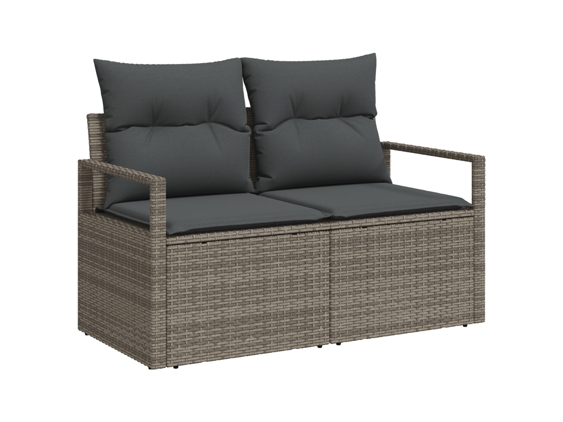 Conjunto 6 Sofá De Jardim Vidaxl Cinzento Vime Pe (175 X 62 X 85 Cm)