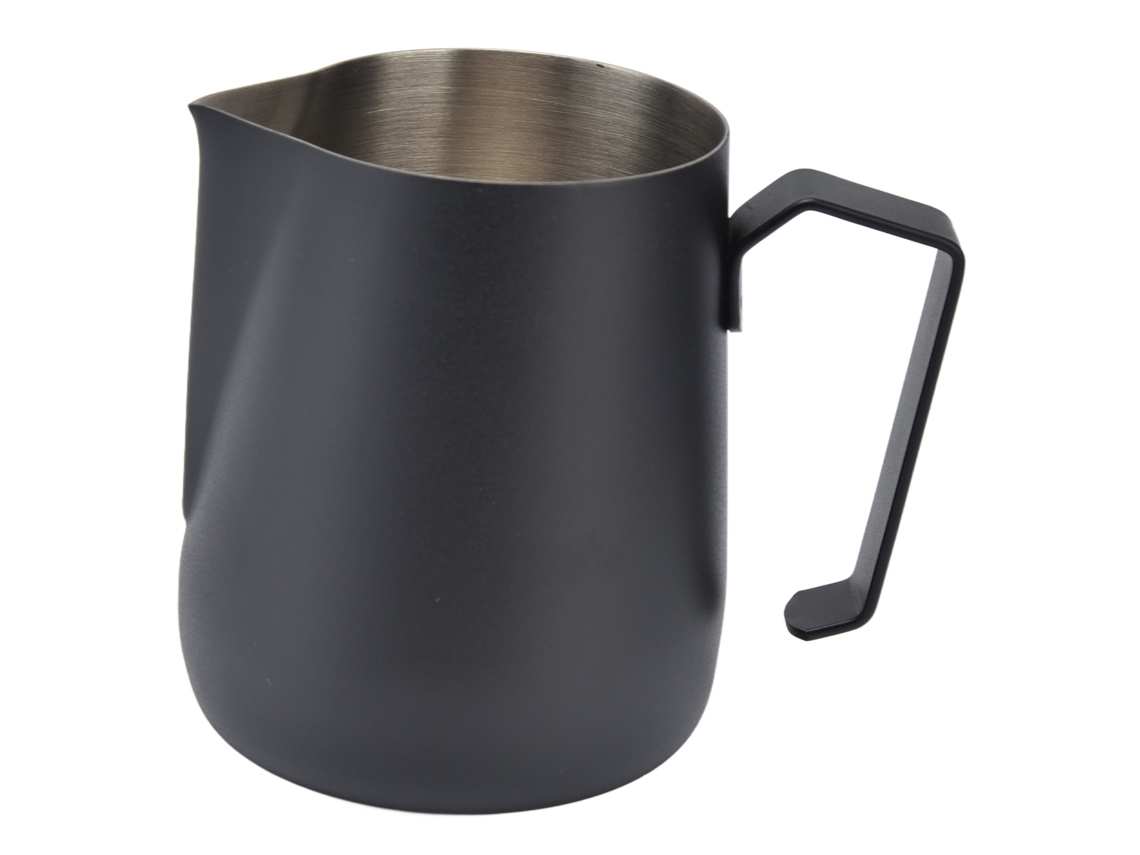 Espumador De Leite Preto 450ml Copo De Espuma Espessada Bico Pontiagudo Para Máquina De Café Aquaforge