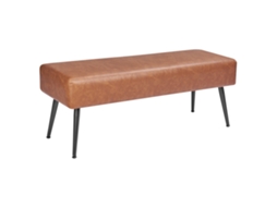 Banco de couro 400 x 1100 x 430 mm com pernas de metal e costura, veludo marrom