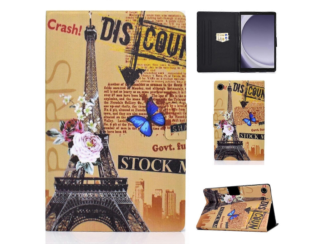 Capa Hengrongshen para Samsung Galaxy Tab A9 com suporte para cartão, capa antirriscos de TPU + couro PU para Samsung Galaxy Tab A9