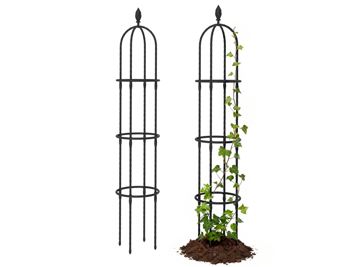 Conjunto 2 Obeliscos Jardim Aço 1,74m Preto