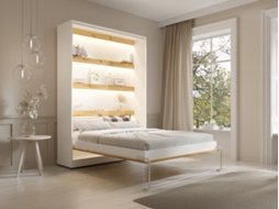 Cama embutida RAPILI VENTE-UNIQUE.PT Natural claro, Branco 140x200 cm - Com colchão - Com sommier
