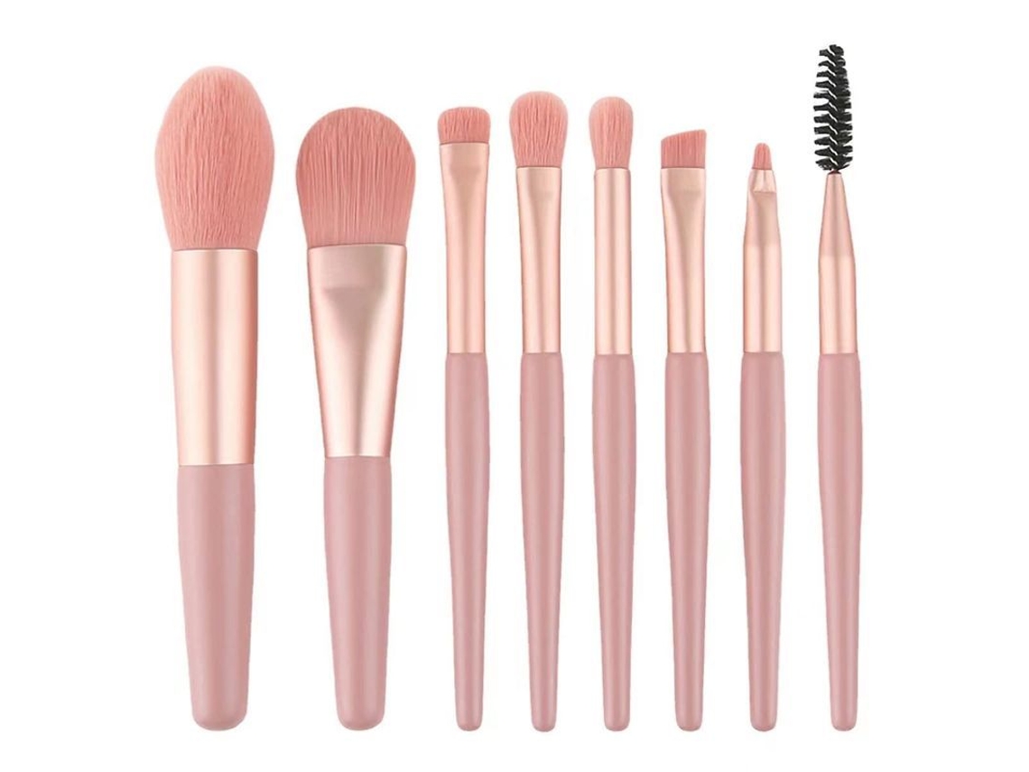 Conjunto de Pinceis de Maquiagem com Caixa, 8 Pinceis para Viagem, para Base, Blush e Sombra de Olhos