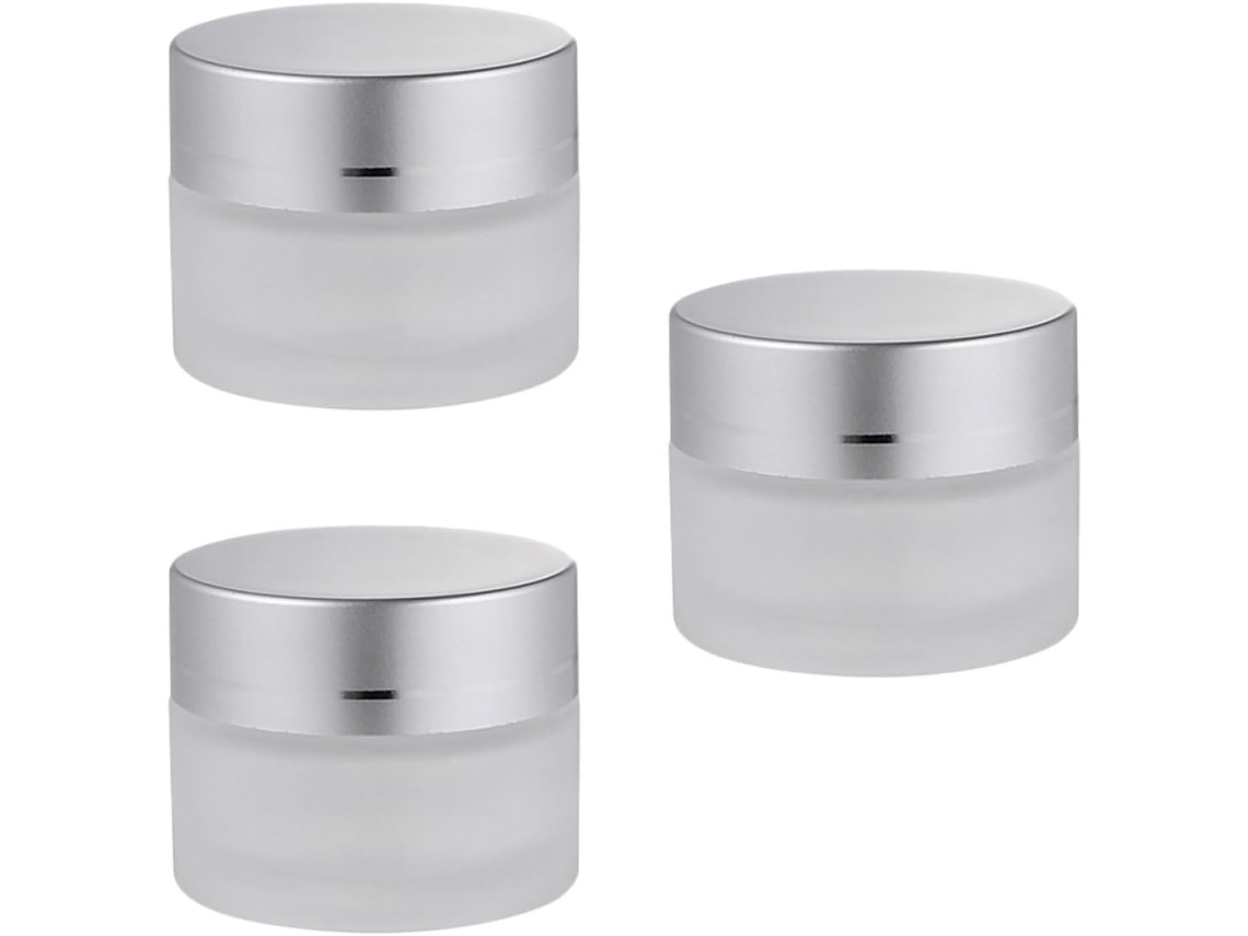 De 3 Potes De Vidro Fosco Para Creme Nuobesty, 5g, Com Tampa Em Formato De Cúpula E Revestimento Interno.