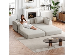 Sofá-cama 2 Em 1 Em Chenille Com Compartimento No Braço, Conjunto Com 2 Peças