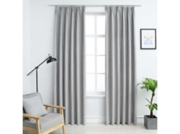 Vidaxl Cortinas Blackout Com Ganchos 2 Pcs 140x225 Cm Cinzento