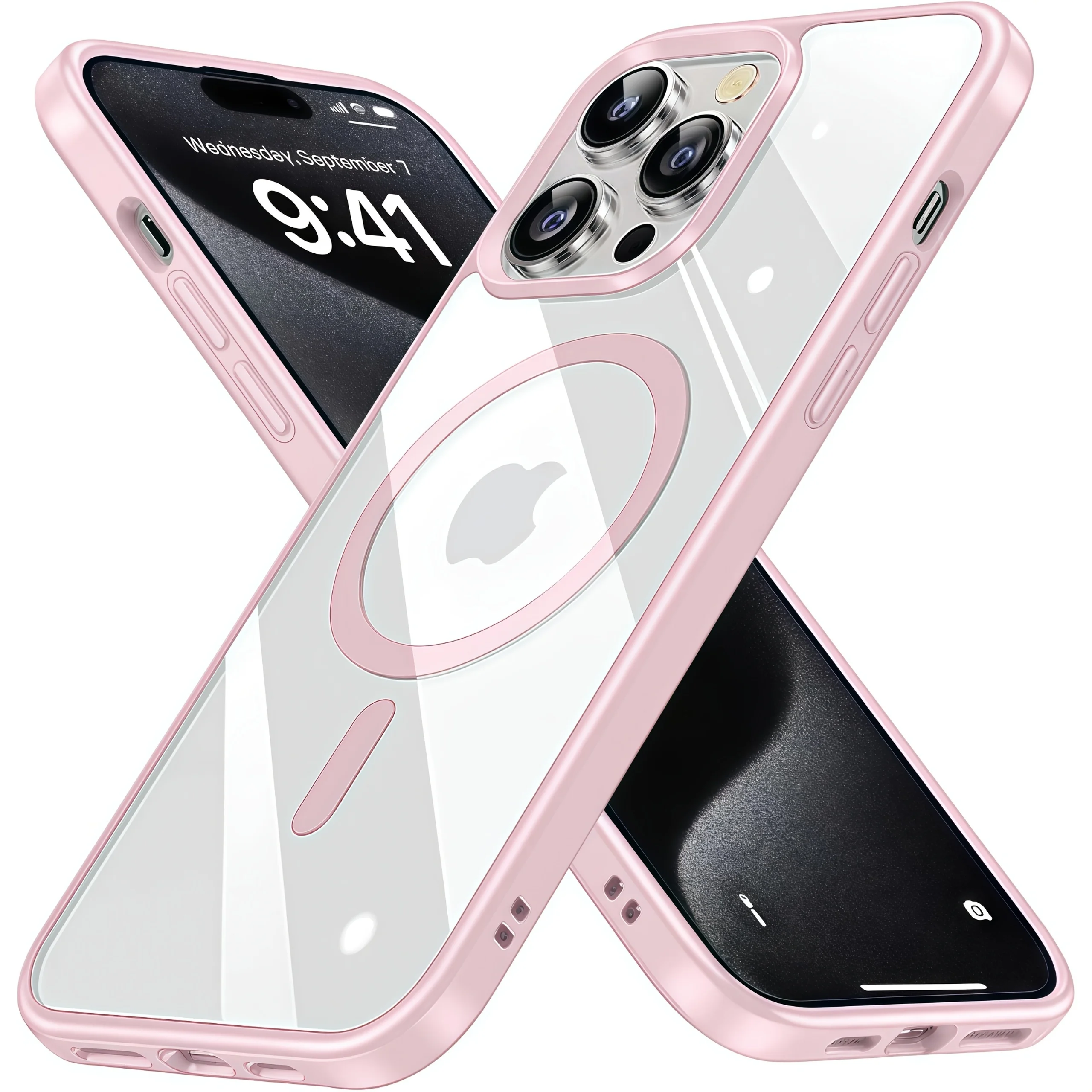 Capa Para Iphone 14 Pro Rosa Com Função Magnética Sem Fio Magsafe.