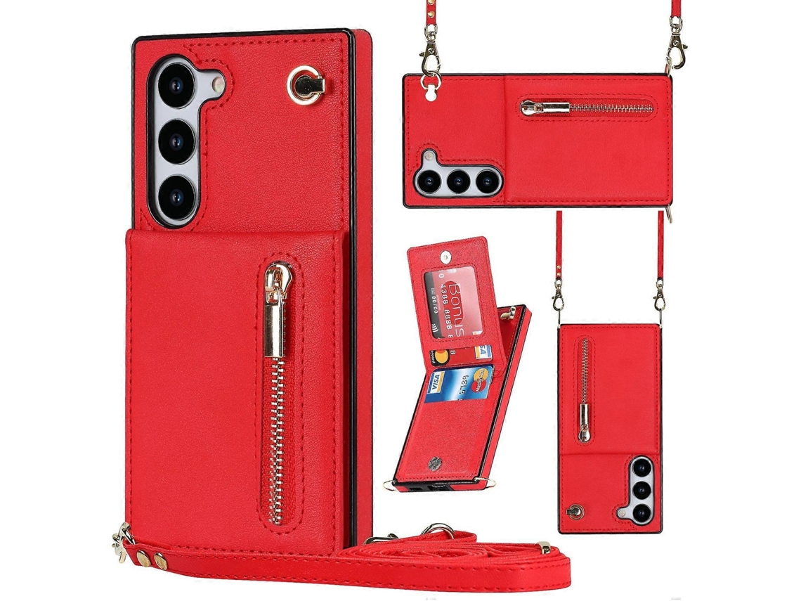 Capa Traseira Quadrada Com Zíper E Formato Transversal Em Tpu+pu Para Samsung Galaxy S23+ 5g