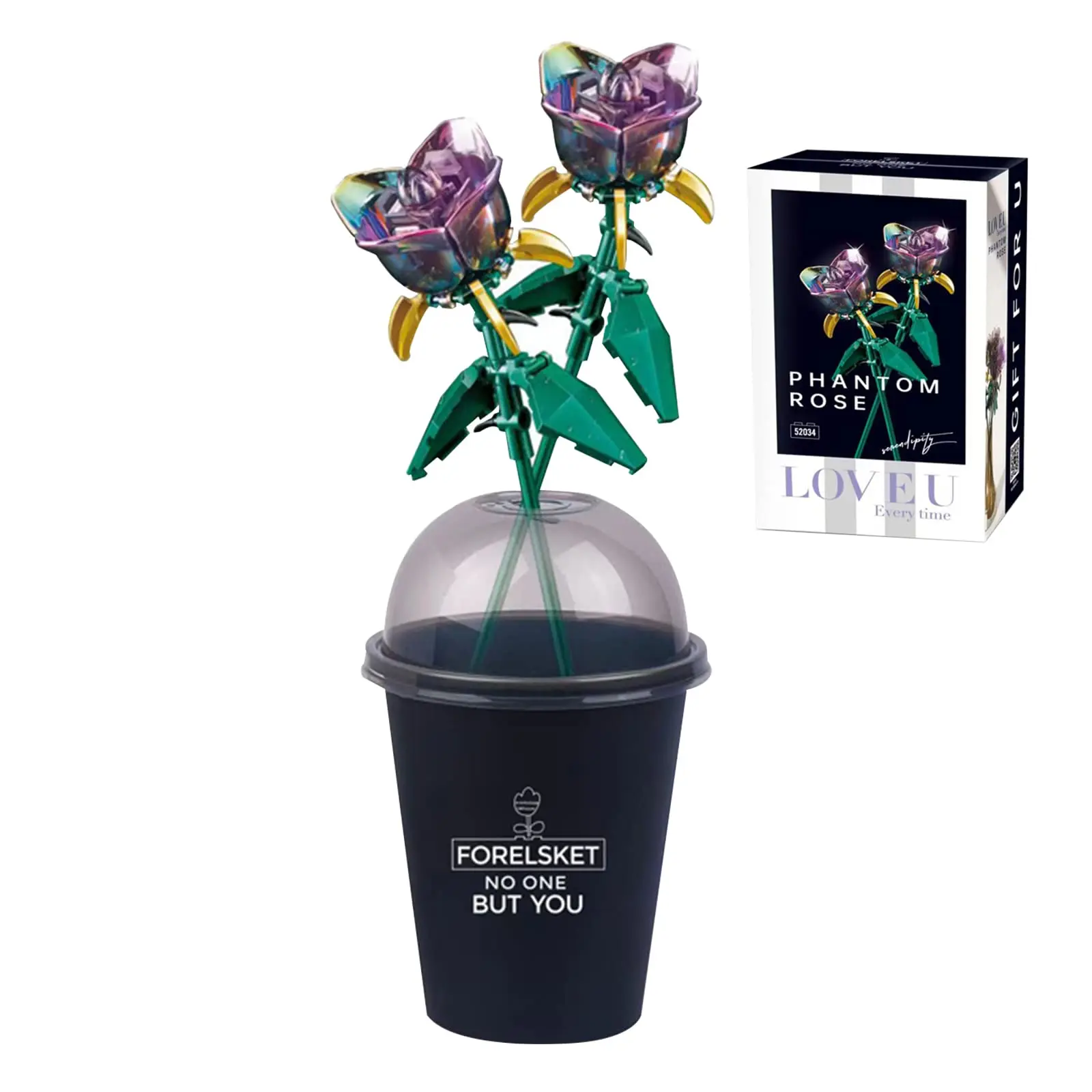 Blocos de Montar Rosa Fantasma, Conjunto para Montar Buquê MDUG