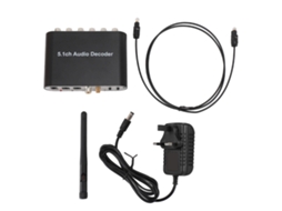 Decodificador de som digital 5.1 canais com Bluetooth 5.0, saída óptica SPDIF e coaxial a 6 RCA | S/MARCA