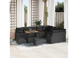 Vidaxl Conjunto De Sofá De Jardim 12 Unid. Preto Vime Pe