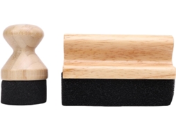 Aplicador De Cera E Óleo, Conjunto 2 Pincéis Esponja Madeira Faia