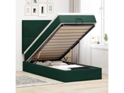 Estrutura De Cama Otomana Vidaxl Com Colchões Verde Escuro Veludo