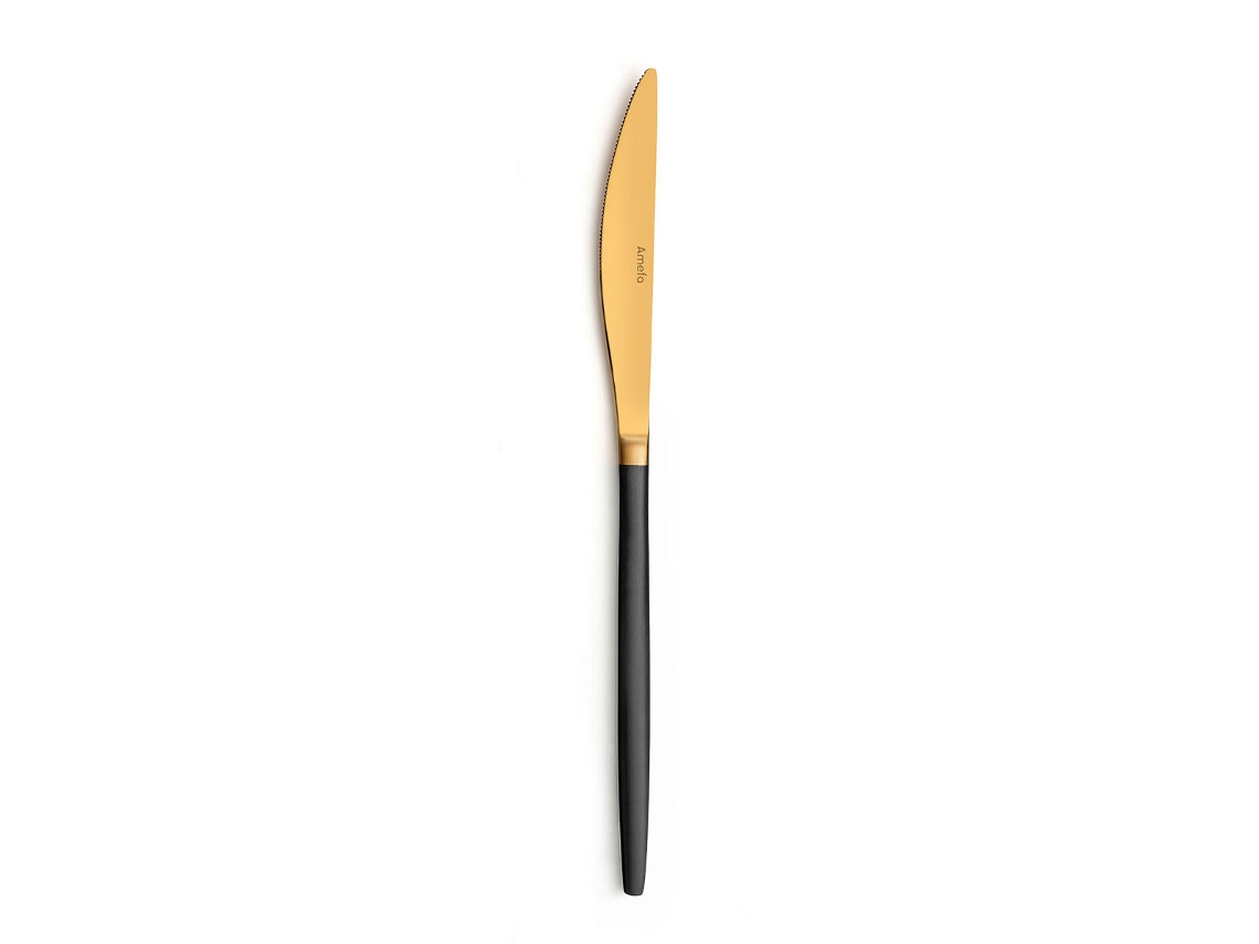 Conjunto de Facas para Cozinha AMEFA Soprano Preto Dourado Metal Aço Inoxidável 12 Unidades