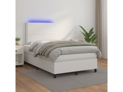 Cama Box Spring C/colchão/led 120x200cm Couro Artificial Branco
