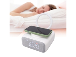 Lurelia Luminária Led Bluetooth Com Carregador Sem Fios, Despertador, Rádio