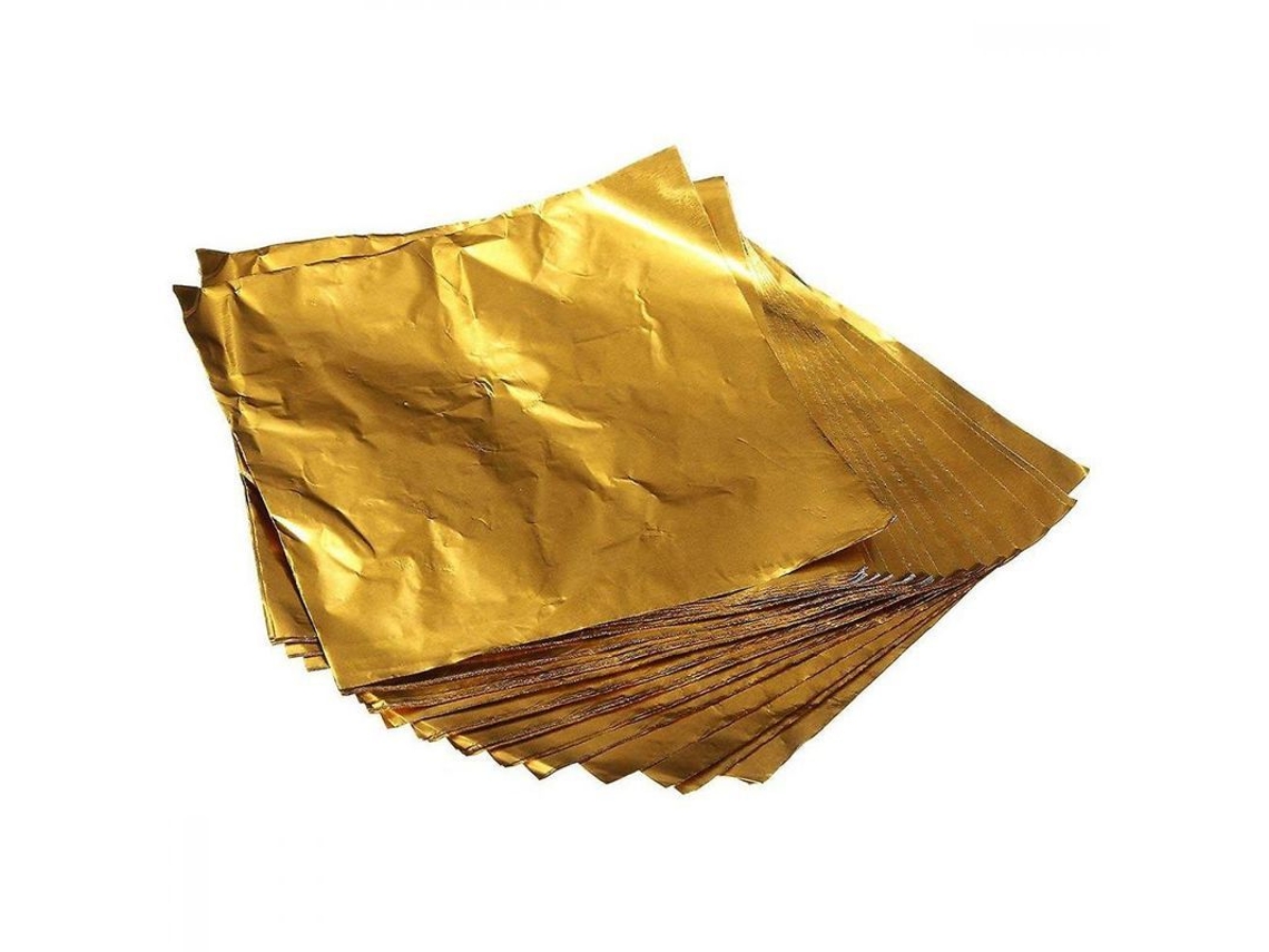 2026rebe 100 Peças de Envelopes de Papel Alumínio Dourado 8x8cm para Doces Chocolate Caramelos