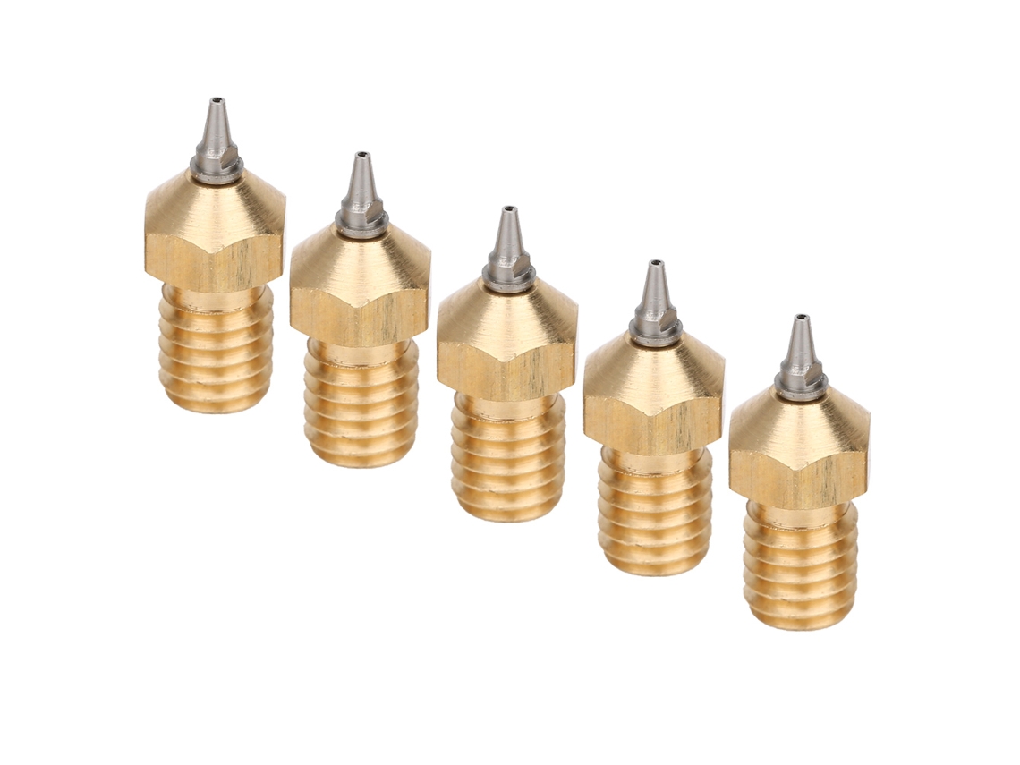 Set De 5 Bicos Para Impressora 3d De Latão Com Pontas De Aço Inoxidável Removíveis 0.4mm Acessórios