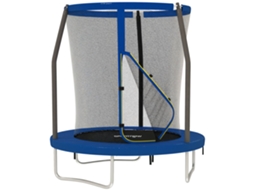 Trampolim Infantil Azul Ø183 Cm, Para Crianças Com Rede De Segurança Barras Acolchoadas Capa E Estrutura Aço