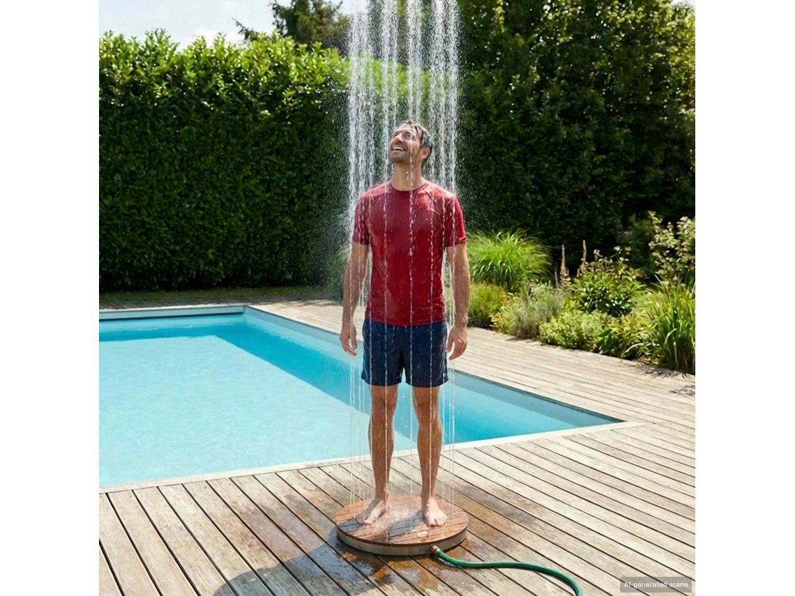 Vidaxl Chuveiro De Chão Para Jardim Wpc E Aço Inoxidável 201 Castanho