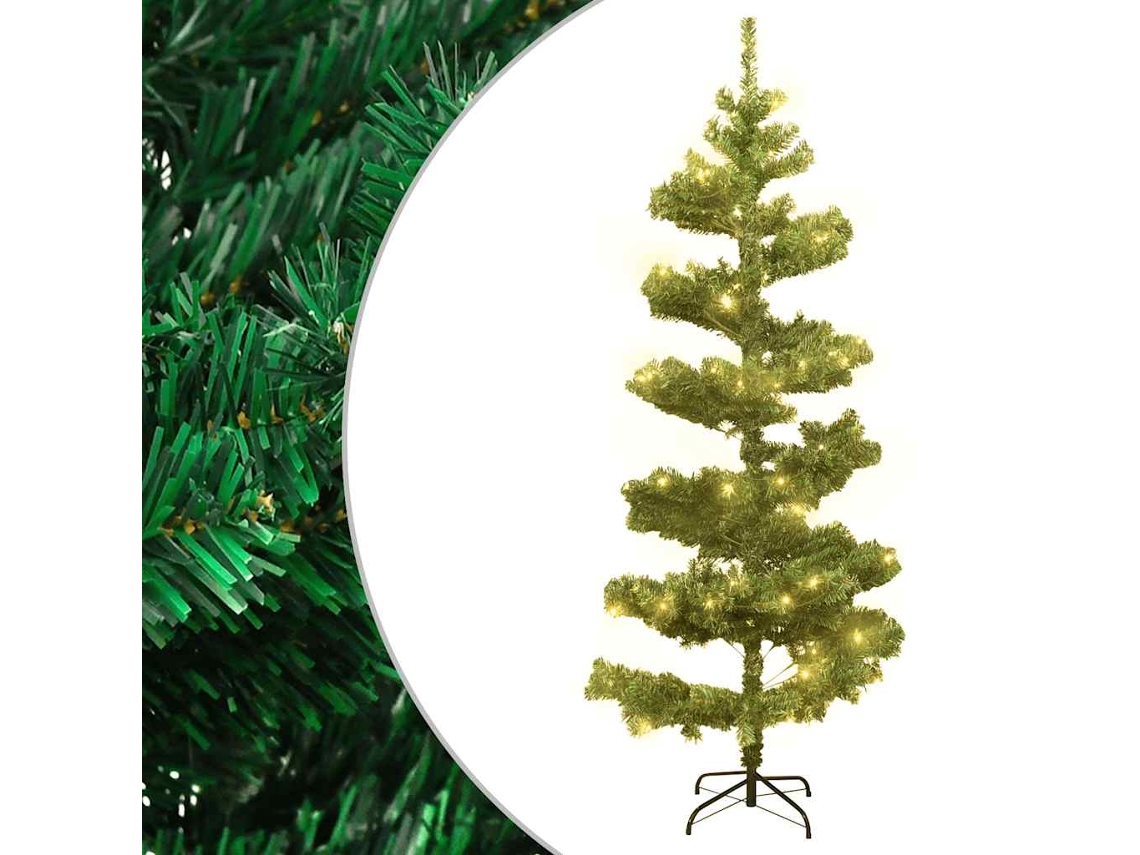 Vidaxl Árvore De Natal Rotativa Pré-iluminada + Suporte Pvc Verde